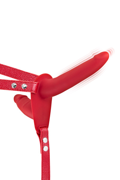 DOUBLE STRAP-ON VIBRANT RED