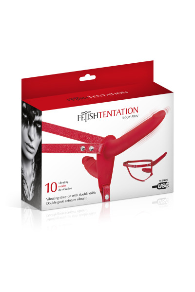 DOUBLE STRAP-ON VIBRANT RED