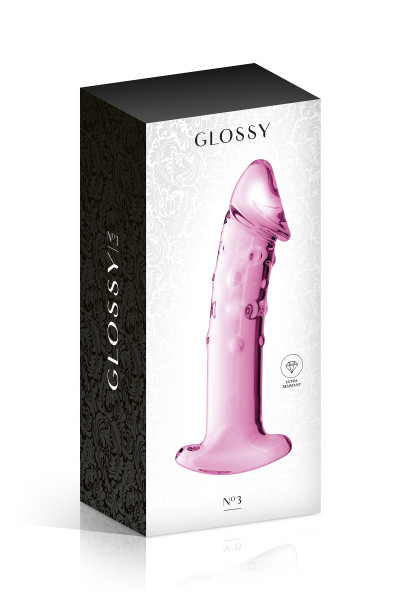 GLASS DILDO 3 PINK GLOSSY TOYS