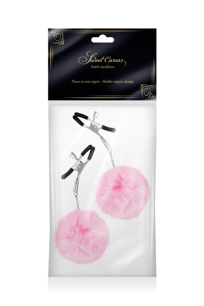 Pinces à seins pompon rose