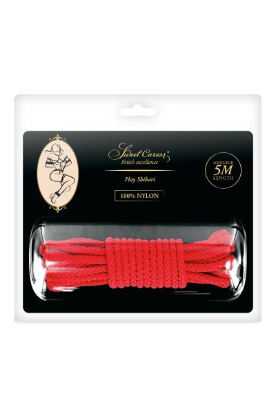 CORDE SM BONDAGE RIGIDE ROUGE 5M